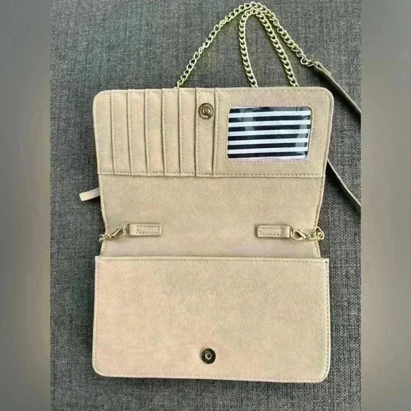 Mystique Women’s Floral Cut Out Tan Gold Chain Luxury Purse Wedding Guest Bag - Picture 8 of 15